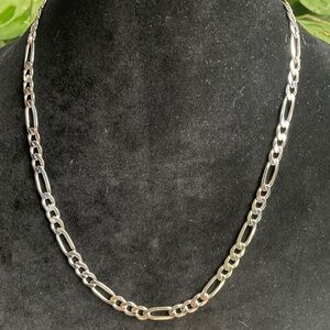 Sterling Silver 7MM Figaro Link 22” Chain Necklace-men or women’s